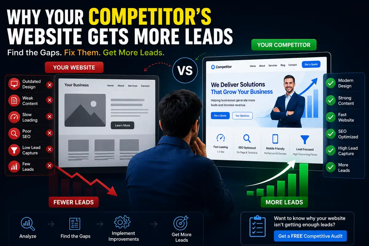 Comparison chart showing competitor website outperforming yours in leads